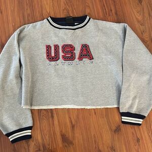 Vintage USA Olympics for JCPenney cut off cropped sweatshirt 80s L